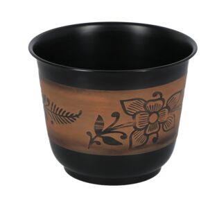 Iron Planter Pot Black and Brown 30.5 x 25.5cm
